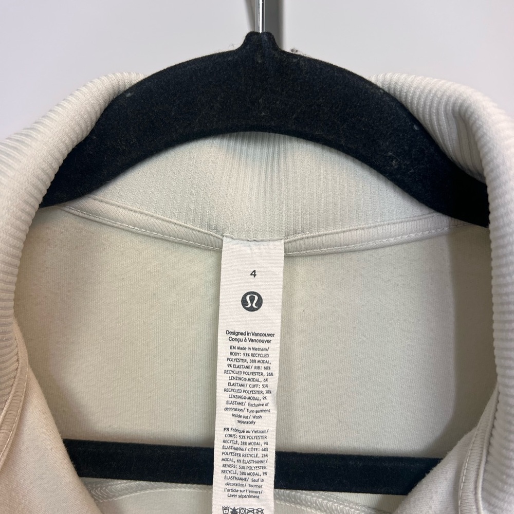 Lululemon Softstreme Half Zip Ribbed Pullover Women’s Size 4 Bone - Picture 5 of 12